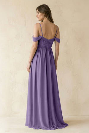 Tahiti A-Line Off-the-Shoulder Pleated Chiffon Bridesmaid Dress (2) | KISSBRIDAL