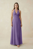 Tahiti A-Line Pleated Chiffon V-Neck Bridesmaid Dress | KISSBRIDAL