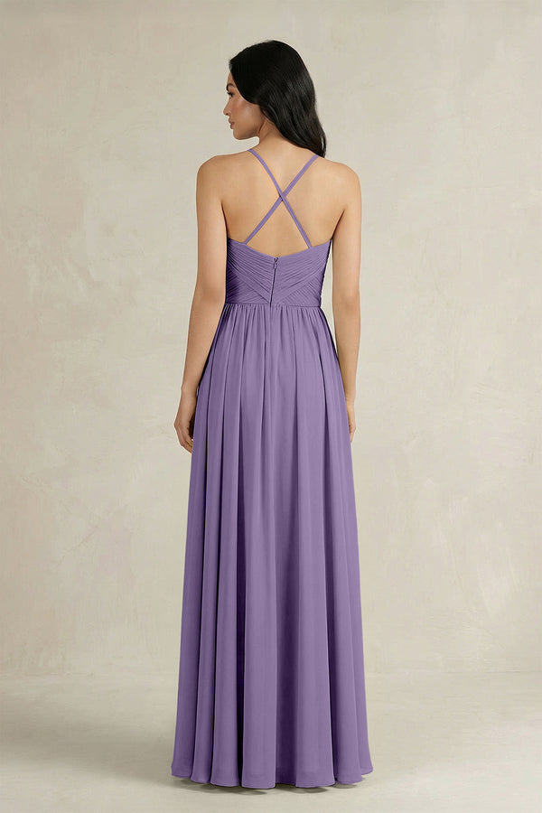 Tahiti A-Line Pleated Spaghetti Strap Chiffon Bridesmaid Dress (2) | KISSBRIDAL