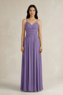 Tahiti A-Line Pleated Spaghetti Strap Chiffon Bridesmaid Dress | KISSBRIDAL