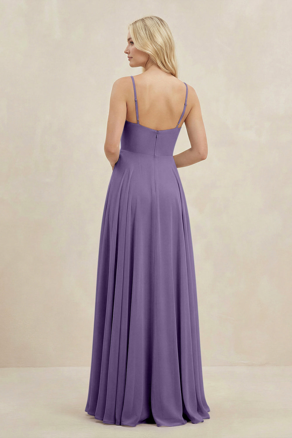A-Line Spaghetti Strap Chiffon Bridesmaid Dress in Tahiti