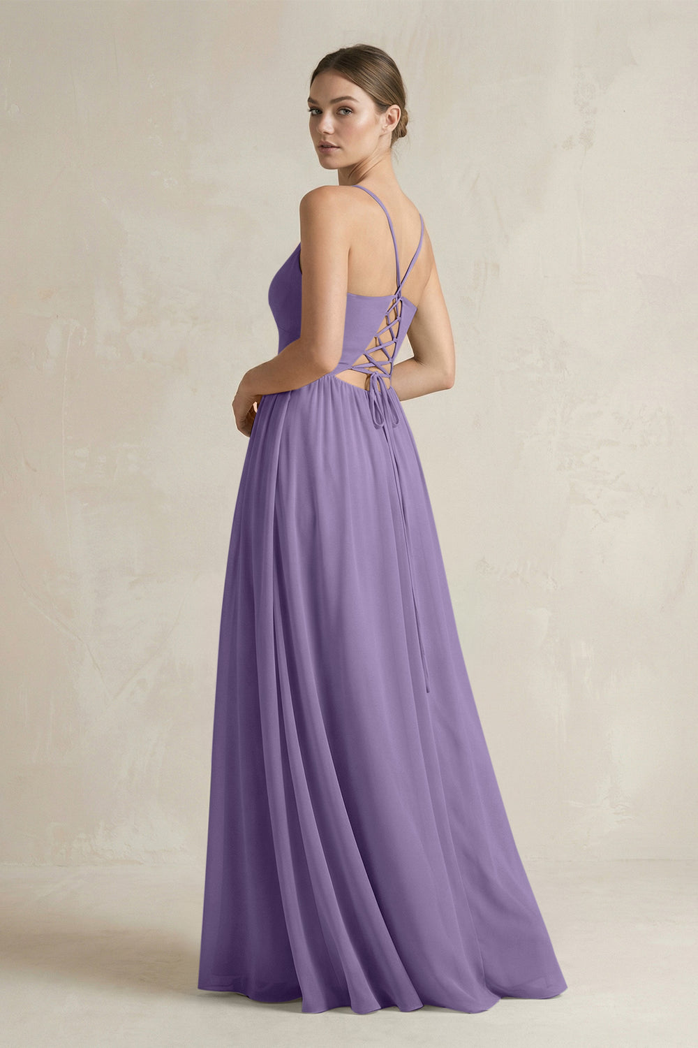 A-Line Spaghetti Strap Chiffon Bridesmaid Dress in Tahiti