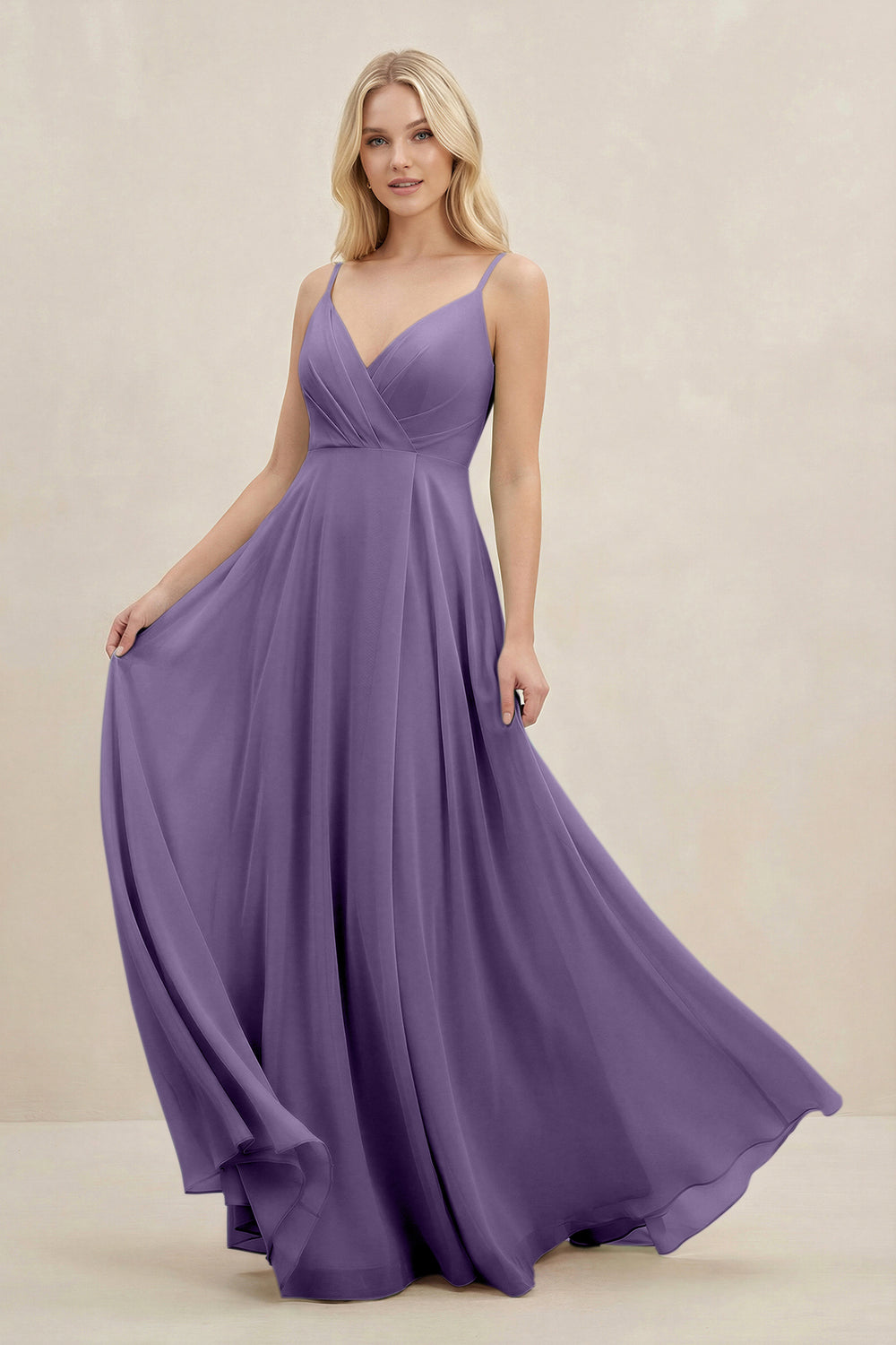 A-Line Spaghetti Strap Chiffon Bridesmaid Dress in Tahiti