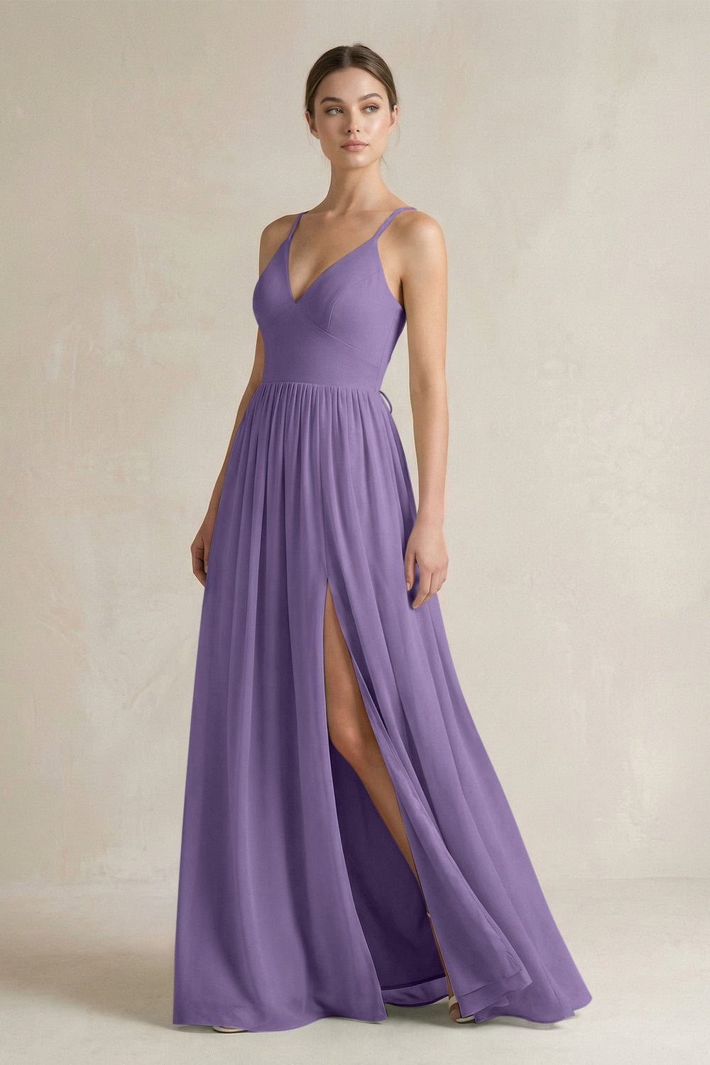 A-Line Spaghetti Strap Chiffon Bridesmaid Dress in Tahiti