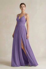 Tahiti A-Line Spaghetti Strap Chiffon Bridesmaid Dress | KISSBRIDAL