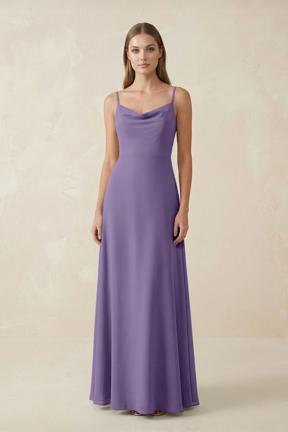 Cami Strap A-Line Chiffon Bridesmaid Dress in Tahiti