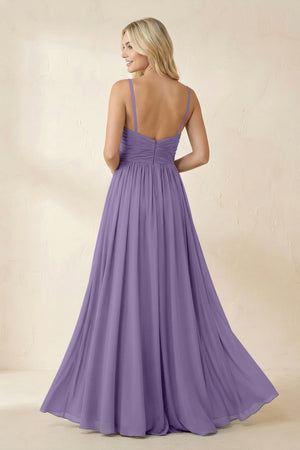 Tahiti Cami Strap Chiffon A-Line Bridesmaid Dress with Slit (2) | KISSBRIDAL
