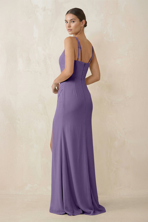 Tahiti Cami Strap Chiffon Sheath Bridesmaid Gown (2) | KISSBRIDAL