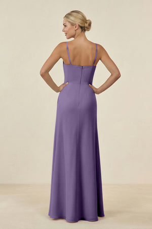 Tahiti Cami Strap Chiffon Sheath Bridesmaid Gown (2) | KISSBRIDAL