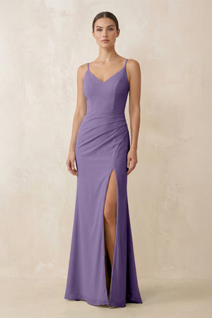 Tahiti Cami Strap Chiffon Sheath Bridesmaid Gown | KISSBRIDAL