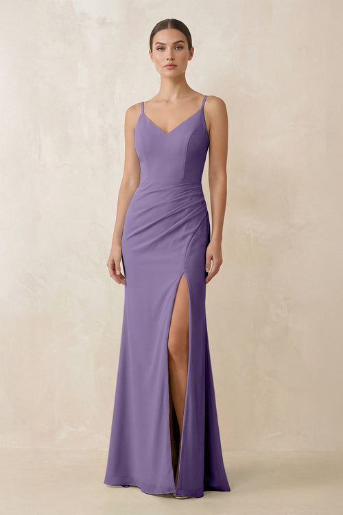 Tahiti Cami Strap Chiffon Sheath Bridesmaid Gown | KISSBRIDAL