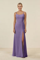 Tahiti Cami Strap Chiffon Sheath Bridesmaid Gown | KISSBRIDAL
