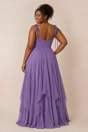 Tahiti Cami Strap Ruffled A-Line Chiffon Bridesmaid Dress (2) | KISSPROM