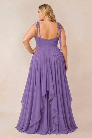 Tahiti Cami Strap Ruffled A-Line Chiffon Bridesmaid Dress (3) | KISSPROM