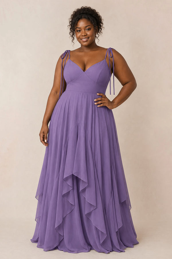 Tahiti Cami Strap Ruffled A-Line Chiffon Bridesmaid Dress | KISSPROM