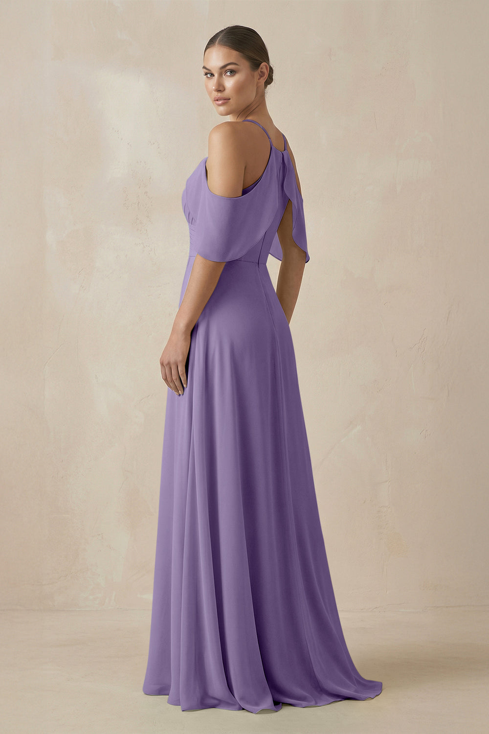 Chiffon A-Line Long Bridesmaid Dress in Tahiti