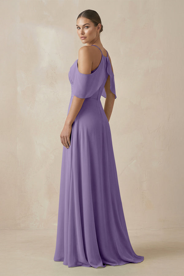 Tahiti Chiffon A-Line Long Bridesmaid Dress (2) | KISSBRIDAL