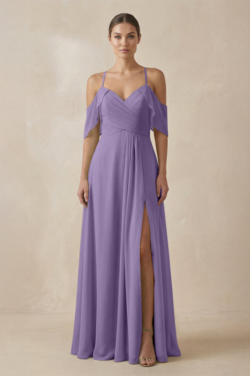 Tahiti Chiffon A-Line Long Bridesmaid Dress | KISSBRIDAL