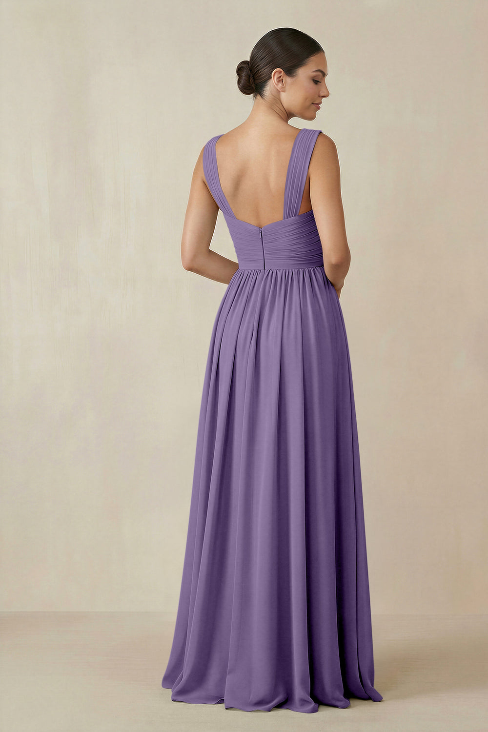 Chiffon A-Line Pleated Bridesmaid Dress in Tahiti