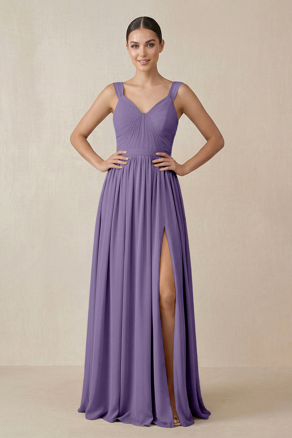 Chiffon A-Line Pleated Bridesmaid Dress in Tahiti
