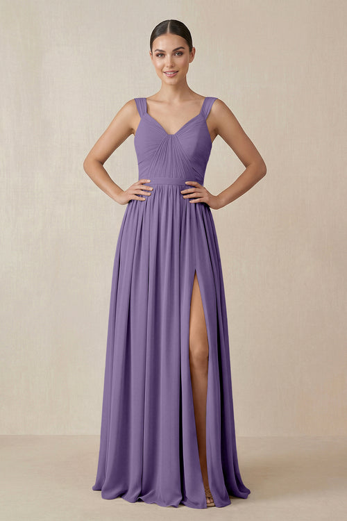 Tahiti Chiffon A-Line Pleated Bridesmaid Dress | KISSBRIDAL