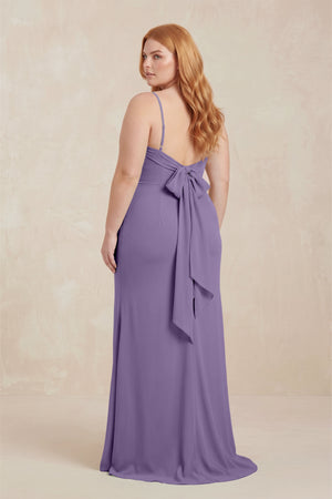 Tahiti Cowl Neck Sheath Chiffon Bridesmaid Dress with Corset (2) [sizeplus]  | KISSBRIDAL
