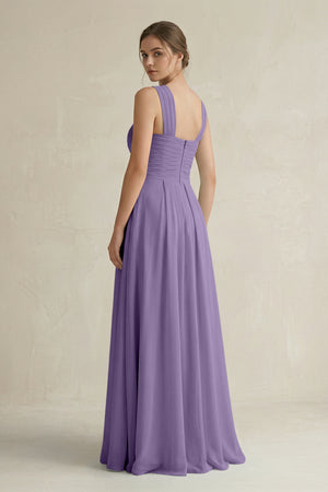 Tahiti Cross Halter Chiffon A-Line Pleated Bridesmaid Dress (2) | KISSBRIDAL