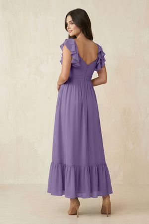 Tahiti Flutter Sleeve Sweetheart A-Line Chiffon Bridesmaid Dress (2) | KISSBRIDAL