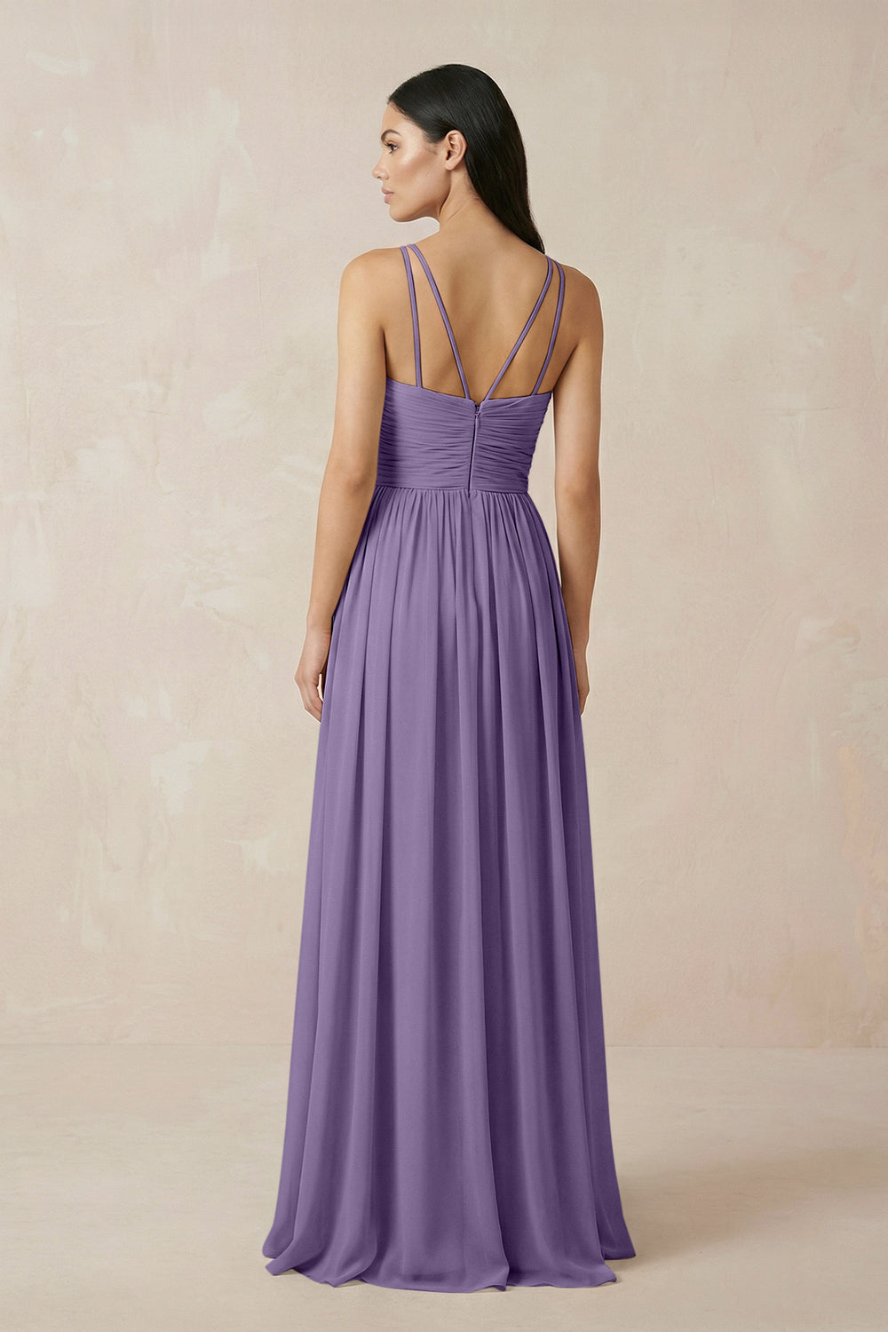 Halter Neck A-Line Chiffon Bridesmaid Dress in Tahiti