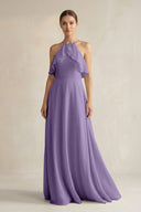 Tahiti Halter Neck A-Line Chiffon Bridesmaid Dress with Keyhole | KISSBRIDAL