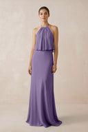 Tahiti Halter Sheath Ruffled Chiffon Bridesmaid Dress | KISSBRIDAL