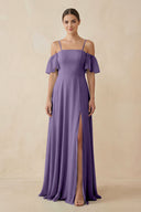 Tahiti Off-the-Shoulder A-Line Chiffon Bridesmaid Dress | KISSBRIDAL