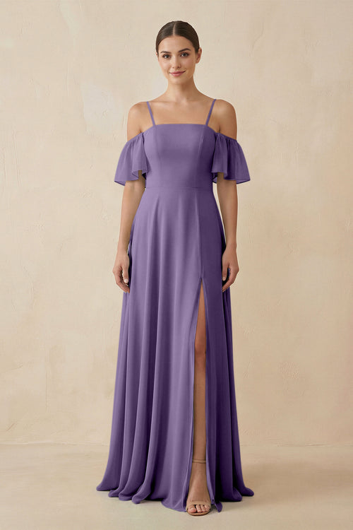 Tahiti Off-the-Shoulder A-Line Chiffon Bridesmaid Dress | KISSBRIDAL