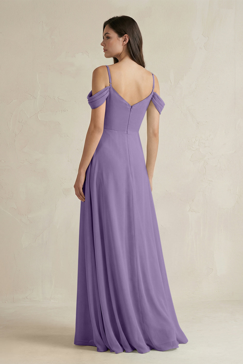 Off-the-Shoulder Chiffon A-Line Bridesmaid Dress in Tahiti