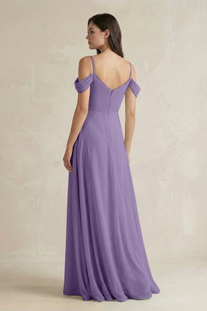 Tahiti Off-the-Shoulder Chiffon A-Line Bridesmaid Dress (2) | KISSBRIDAL