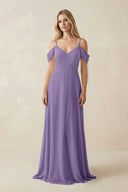 Tahiti Off-the-Shoulder Chiffon A-Line Maxi Bridesmaid Dress | KISSBRIDAL