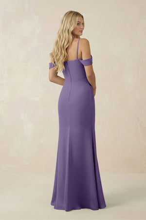 Tahiti Off-the-Shoulder Sheath Chiffon Ruched Bridesmaid Dress (2) | KISSBRIDAL