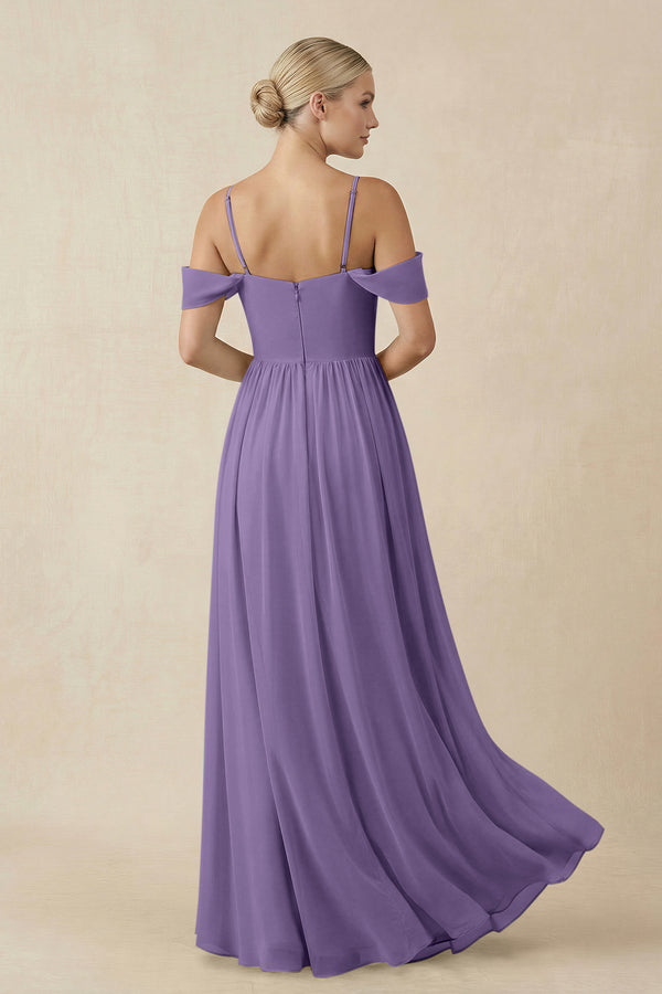 Tahiti Off-the-Shoulder Sweetheart A-Line Chiffon Bridesmaid Dress (2) | KISSBRIDAL