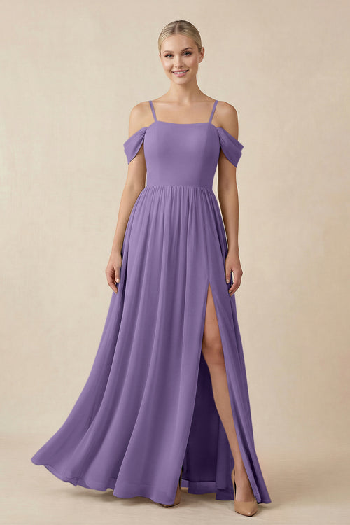 Tahiti Off-the-Shoulder Sweetheart A-Line Chiffon Bridesmaid Dress | KISSBRIDAL