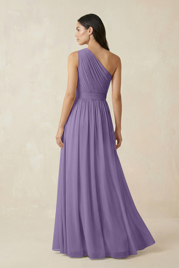Tahiti One-Shoulder Pleated Chiffon Bridesmaid Gown (2) | KISSBRIDAL