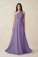 Tahiti One-Shoulder Pleated Chiffon Bridesmaid Gown | KISSBRIDAL