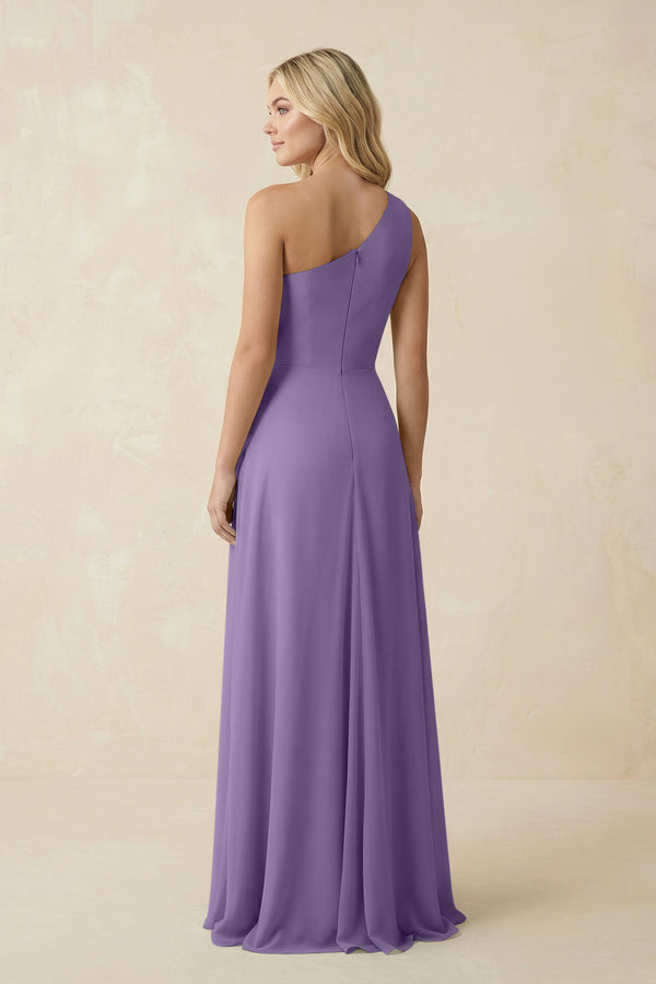 Tahiti One-Shoulder Ruched A-Line Chiffon Bridesmaid Dress (2) | KISSBRIDAL