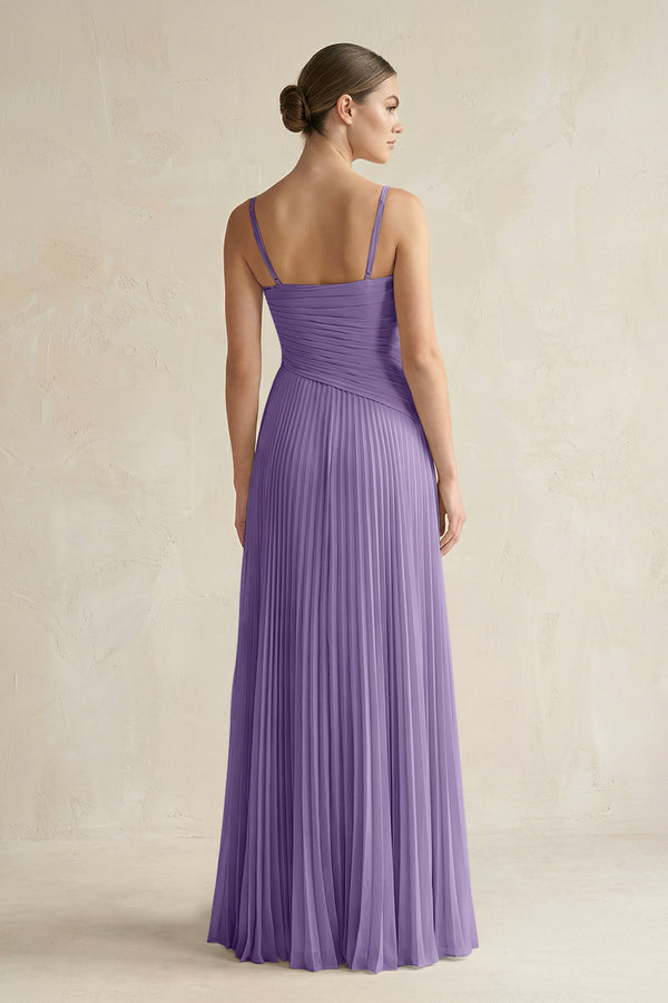 Tahiti Pleated A-Line Long Chiffon Bridesmaid Dress (2) | KISSBRIDAL