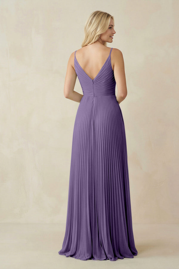 Tahiti Pleated V-Neck A-Line Chiffon Bridesmaid Dress (2) | KISSBRIDAL