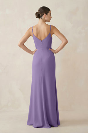 Tahiti Ruched Sheath Spaghetti Strap Chiffon Bridesmaid Dress (2) | KISSBRIDAL