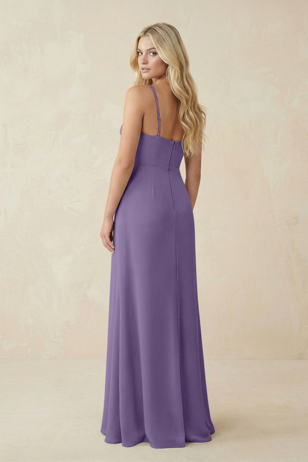 Tahiti Ruched Sheath Spaghetti Strap Chiffon Bridesmaid Dress (2) | KISSBRIDAL