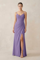 Tahiti Ruched Sheath Spaghetti Strap Chiffon Bridesmaid Dress | KISSBRIDAL