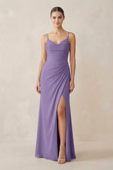Tahiti Ruched Sheath Spaghetti Strap Chiffon Bridesmaid Dress | KISSBRIDAL