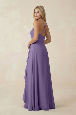 Tahiti Ruffled Hem A-Line Chiffon Bridesmaid Dress (2) | KISSBRIDAL