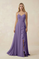 Tahiti Ruffled Hem A-Line Chiffon Bridesmaid Dress | KISSBRIDAL